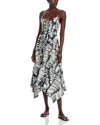Steve Madden Jackie Printed Asymmetric Midi Dress In White
