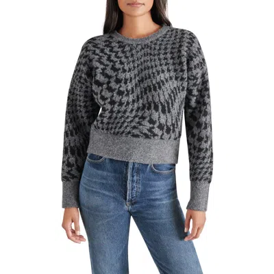 Steve Madden Jacquard Boxy Sweater In Heathery Grey