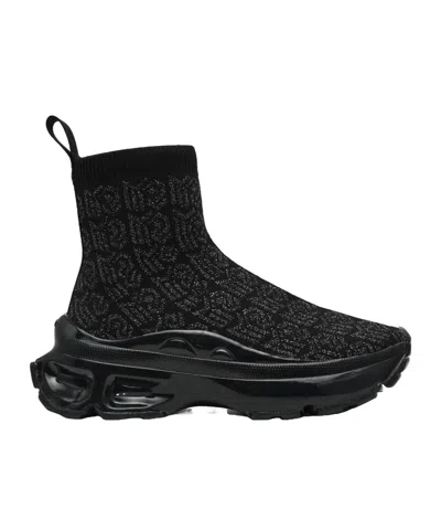 Steve Madden Jacquard Knit Sock-style Sneakers In Black