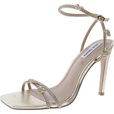 Steve Madden Jade Womens Embellished Faux Leather Heels In Gold
