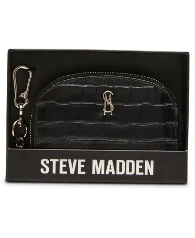 Steve Madden Jadez Faux Leather Coin Purse With Zipper Closure And Key Chain In Black