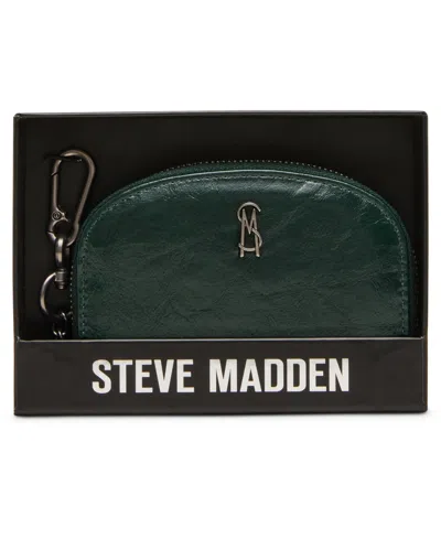Steve Madden Jadez Faux Leather Coin Purse With Zipper Closure And Key Chain In Green