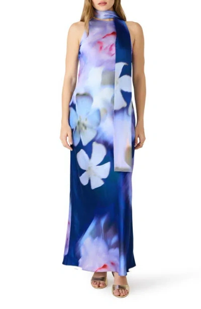 Steve Madden Jaidan Satin Scarf Maxi Dress In Blue