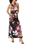 Steve Madden Jaidan Satin Scarf Maxi Dress In Multi