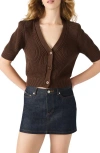 Steve Madden Janae Short Sleeve Cotton Blend Cardigan In Brown