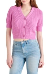 Steve Madden Janae Short Sleeve Cotton Blend Cardigan In Crocus