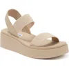 Steve Madden Janice Platform Wedge Sandal In Tan Pu/elast