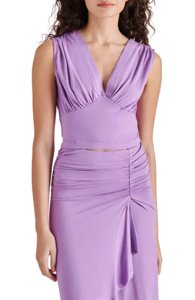 Steve Madden Janina Plunge Neck Jersey Top In Dahlia Purple