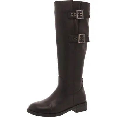 Steve Madden Jaymes Womens Leather Block Heel Knee-high Boots In Black