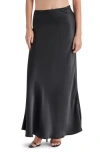 Steve Madden Jeannie Satin Maxi Skirt In Black