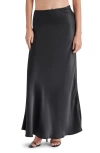Steve Madden Jeannie Satin Maxi Skirt In Black