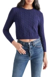 Steve Madden Women's Jeany Bow Back Cable Knit Sweater In Marine