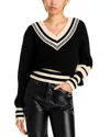 Steve Madden Jen Stripe Trim Sweater In Black