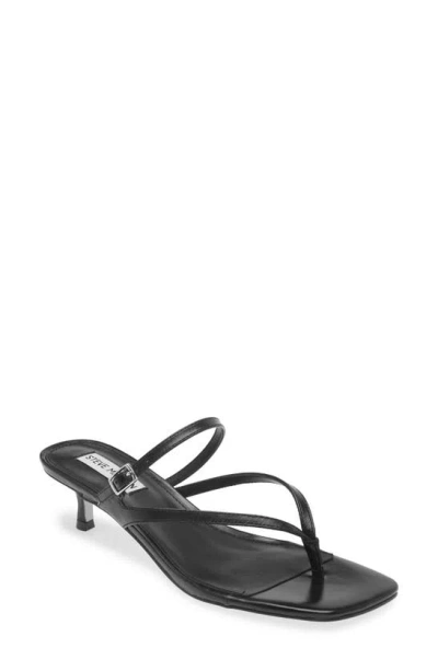 Steve Madden Jessa Kitten Heel Flip Flop In Black Leather