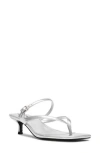 Steve Madden Jessa Kitten Heel Flip Flop In Silver Leather