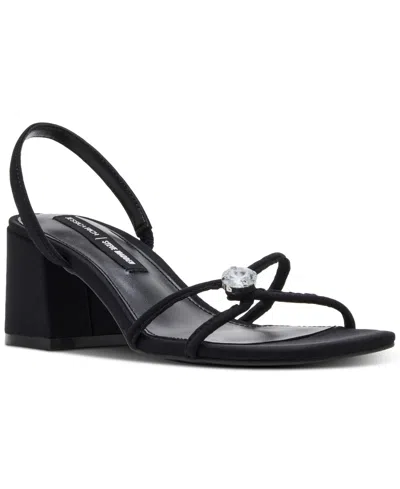 Steve Madden Jessica Rich X  Anya Jeweled Strappy Block-heel Sandals In Black