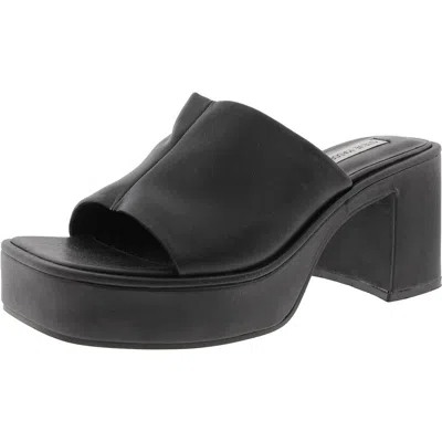 Steve Madden Jessie Womens Solid Faux Leather Block Heel In Black