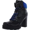Steve Madden Jetta Womens Faux Leather Mid-calf Lace-up Boot In Black