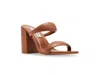 Steve Madden Jinny Sandal Women's Tan Square Toe Slip On Block Heel Ver329 In Brown