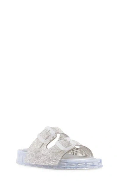 Steve Madden Kids'  Jlolli Glitter Rainbow Jelly Sandal In Silver