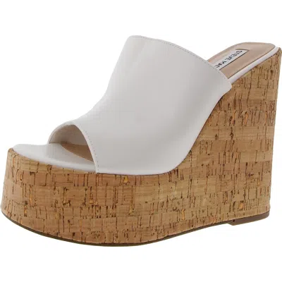 Steve Madden Joanne Womens Cork Wedge Sandals In White