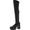 Steve Madden Joelle Womens Faux Leather Solid Knee-high Boots In Black