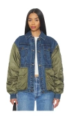 Steve Madden Joie Mixed Media Jacket In Blue
