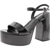 Steve Madden Golden Womens Adjustable Patent Platform Sandals In Black