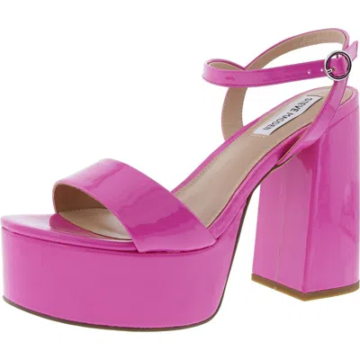 Steve Madden Jolie Womens Buckle Patent Platform Sandals In Pink