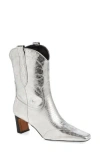 Steve Madden Josefine Western Boot In Silver Leather