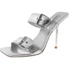 Steve Madden Joyous Womens Faux Leather Heels In Silver