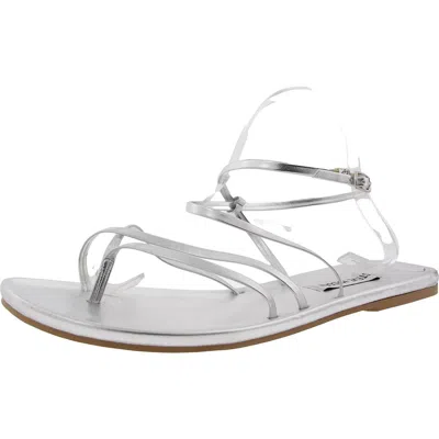 Steve Madden Jude Womens Adjustable Faux Leather Ankle Strap In Silver