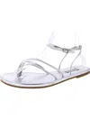 Steve Madden Jude Womens Faux Leather Buckle Strappy Sandals In Silver