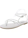 Steve Madden Jude Womens Faux Leather Buckle Strappy Sandals In White