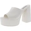 Steve Madden Jungle Womens Embossed Faux Leather Platform Sandals In White