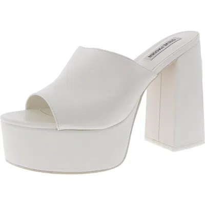 Steve Madden Jungle Womens Embossed Faux Leather Platform Sandals In White