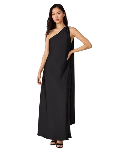 Steve Madden Juniors' Aurorah Off-the-shoulder Satin Dress In Black