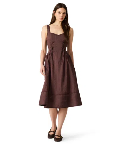 Steve Madden Juniors' Corseted Sundress In Brown