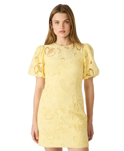 Steve Madden Juniors' Elly Ballon Short-sleeve Mini Dress In Yellow