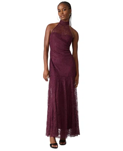 Steve Madden Juniors Izzi Halter Sleeveless Lace Dress In Purple