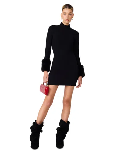 Steve Madden Juniors Riello Long-sleeve Mock Neck Mini Dress In Black