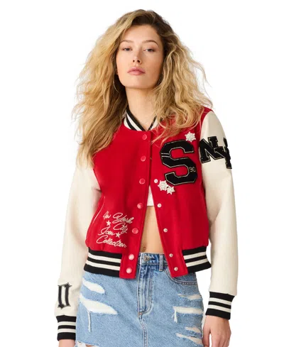 Steve Madden Rooney Varsity Jacket In Red