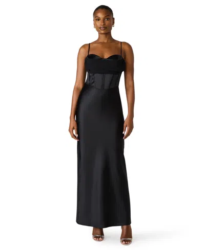 Steve Madden Juniors' Sleeveless Sweetheart Neck Bustier Gown In Black