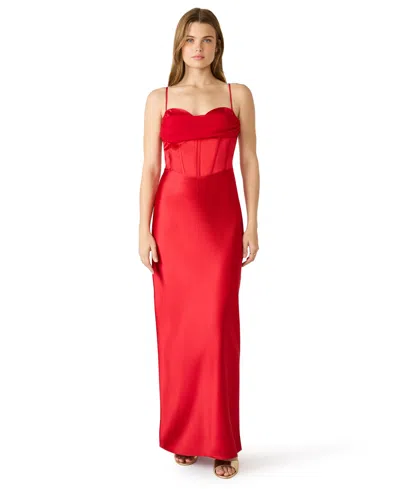 Steve Madden Juniors' Sleeveless Sweetheart Neck Bustier Gown In Red