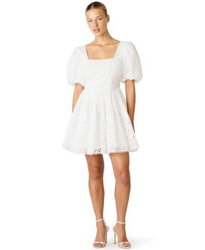 Steve Madden Juniors' Square Neck Eyelet Dress In Antique