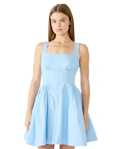 Steve Madden Juniors' Square Neck Short Dress In Blue