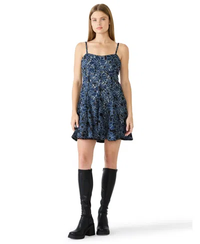 Steve Madden Juniors' Sweetheart Neck Ender Dress In Blue
