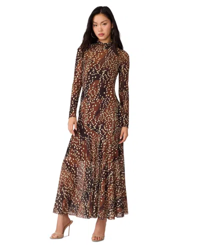 Steve Madden Juniors' Vivara Mock Neck Long-sleeve Maxi Dress In Multi