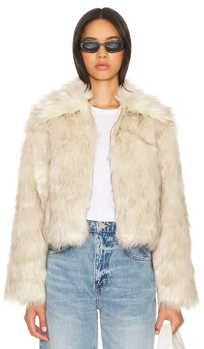 Steve Madden Juniper Faux Fur Coat In Cream