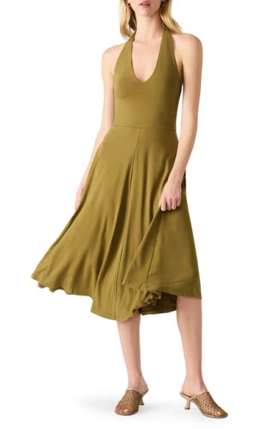 Steve Madden Juno Halter Neck Cotton Dress In Green